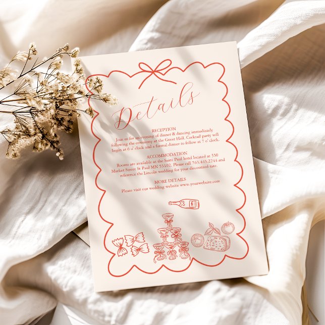 Carte D'accompagnement Wavy Whimsical italien Mariage de doodle (Créateur téléchargé)