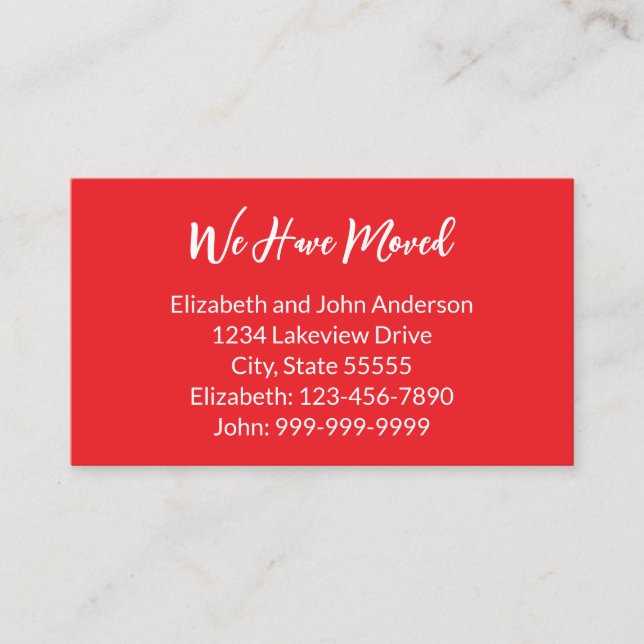 Carte D'accompagnement We Have Moved Bright Red Moving Announcement (Devant)