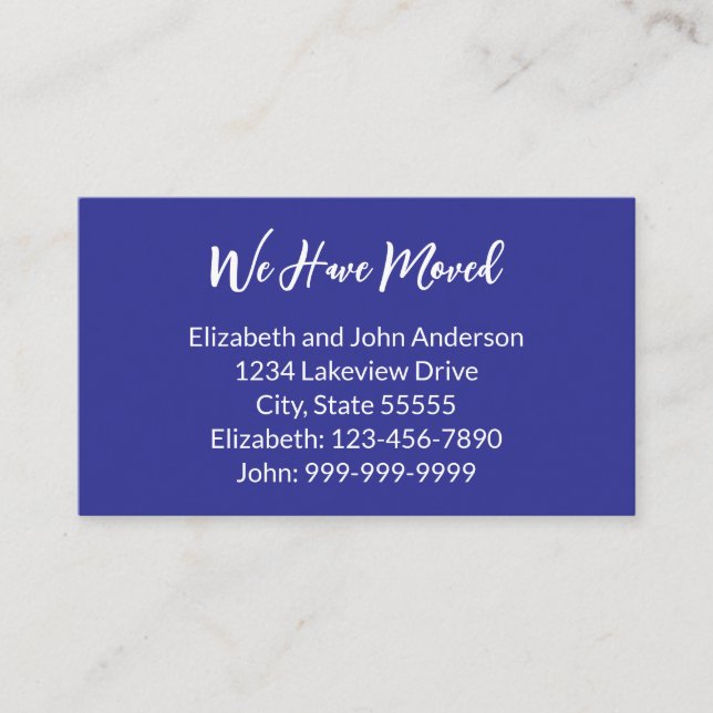 Carte D'accompagnement We Have Moved Deep Blue Moving Announcement (Devant)