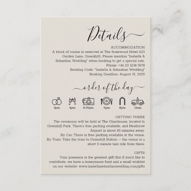 Carte D'accompagnement Wedding Cream Details (Devant)