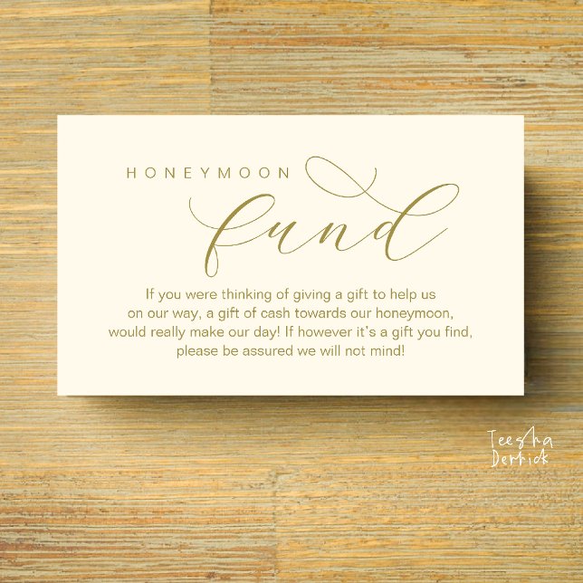 Carte D'accompagnement Wedding Honeymoon Fund, A Note on Gifts (Wedding Honeymoon Fund, A Note on Gifts, Wish, Cash, Modern Minimal Enclosure Card in Yellow Gold)