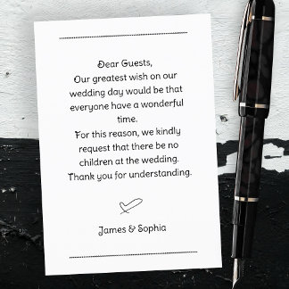Carte D'accompagnement Wedding No Children Request Enclosure Card
