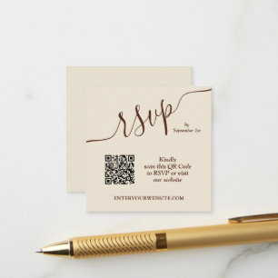 Carte D'accompagnement Wedding QR code beige