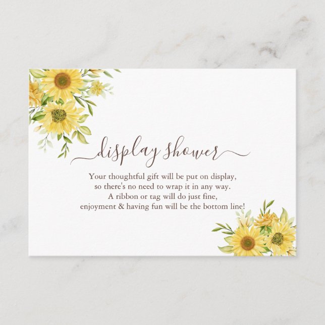 Carte D'accompagnement Wedding shower nuptial de l'écran de tournesol (Devant)