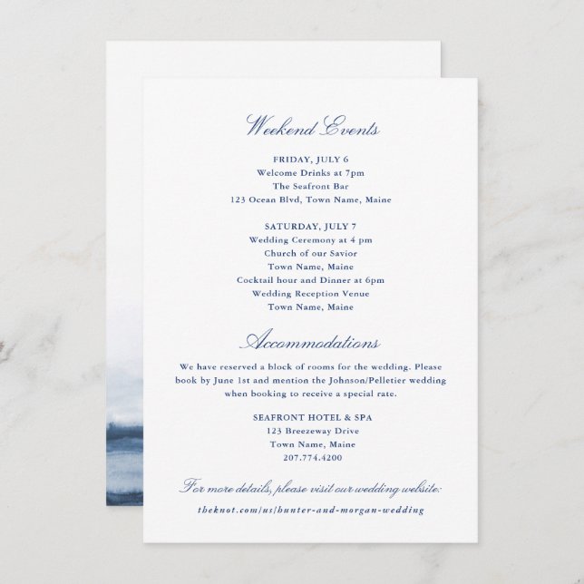 Carte D'accompagnement Week-end Événements et Hébergements Insérer une ca (Devant / Derrière)