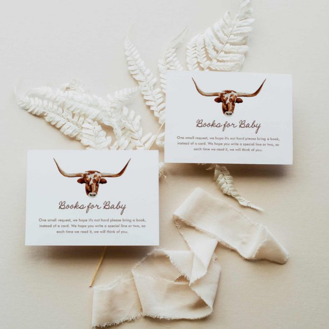 Carte D'accompagnement Western Boy Baby shower Livres pour bébé (Western cowboy baby shower books for baby request card)