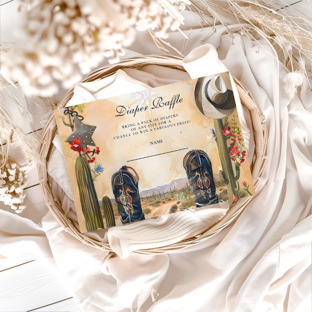Carte D'accompagnement Western Cowboy Boots Diapper Raffle (Créateur téléchargé)