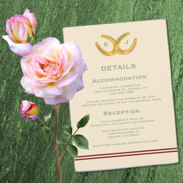 Carte D'accompagnement Western Horseshoes Détails du Mariage (Créateur téléchargé)