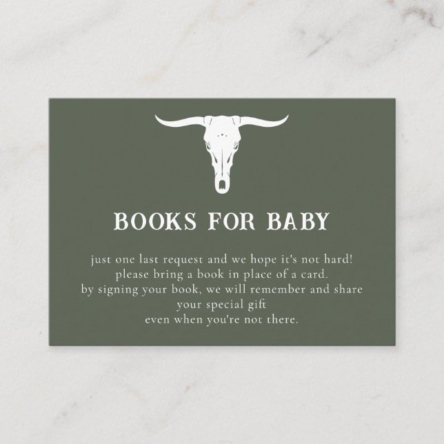 Carte D'accompagnement Western Olive Cowboy Livres pour bébé (Devant)