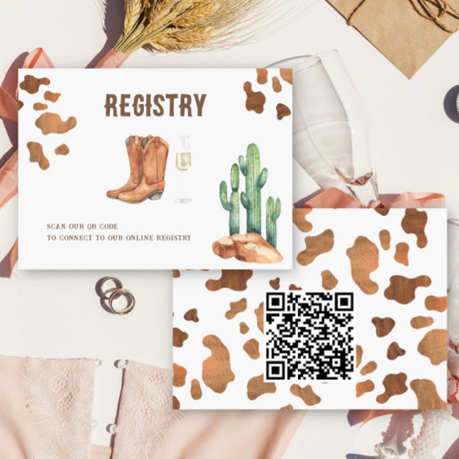 Carte D'accompagnement Western - Registre de Fête des mariées de code QR (Créateur téléchargé)