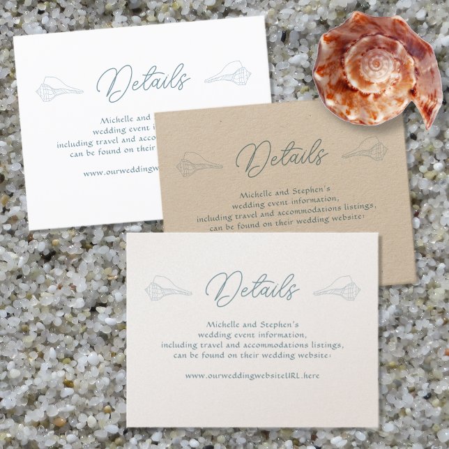 Carte D'accompagnement Whelk Shells Détails du Mariage Site Web Boîtier (Créateur téléchargé)