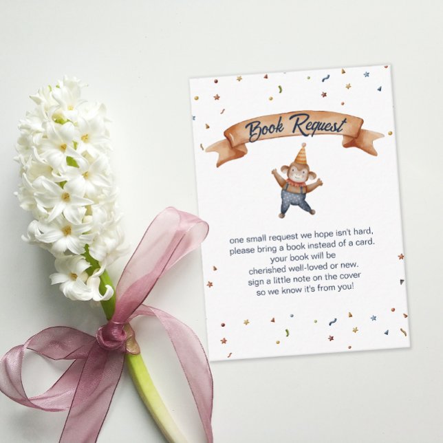 Carte D'accompagnement Whimsical Animaux Circus Monkey Demande de réserva (Whimsical Animals Circus Monkey Book Request Enclosure Card)