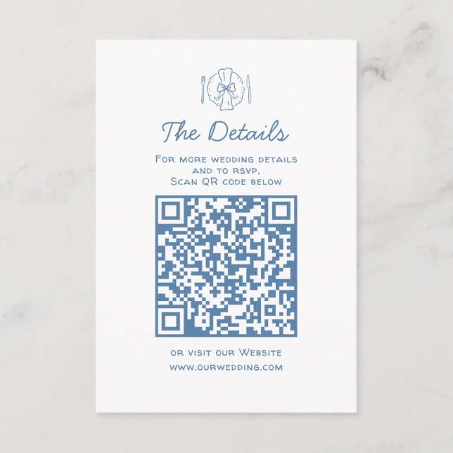 Carte D'accompagnement Whimsical Doodles Détails du Mariage RSVP QR Code (Devant)