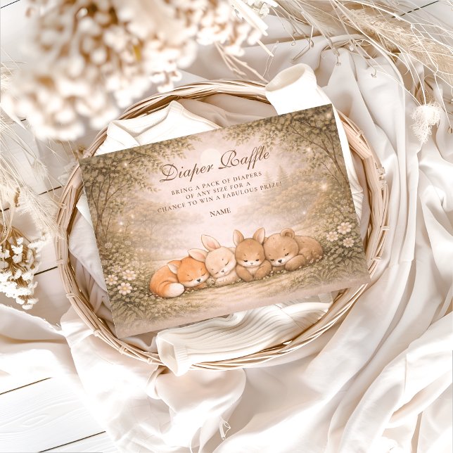 Carte D'accompagnement Whimsical Forest Friends Diapper Raffle  (Créateur téléchargé)