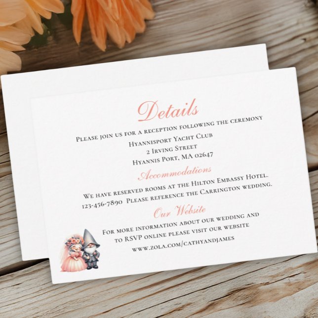Carte D'accompagnement Whimsical Gnome Woodland Garden Détails du mariage (Créateur téléchargé)