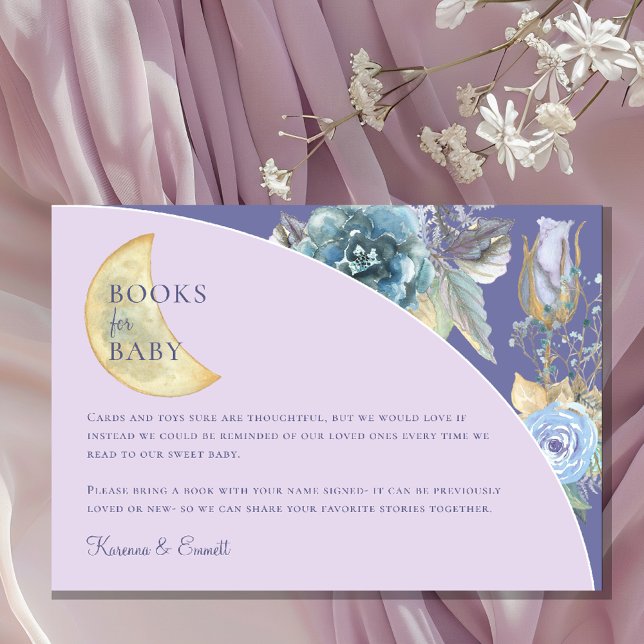 Carte D'accompagnement Whimsical Lune Purple Baby shower Livres Pour Bébé (Créateur téléchargé)