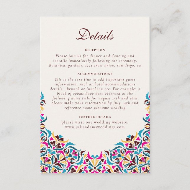 Carte D'accompagnement Whimsical Luxury ivoire Floral Style Mariage front (Devant)