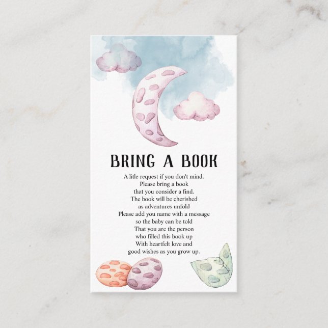 Carte D'accompagnement Whimsical Moon Dragon Baby shower Apporter un livr (Devant)