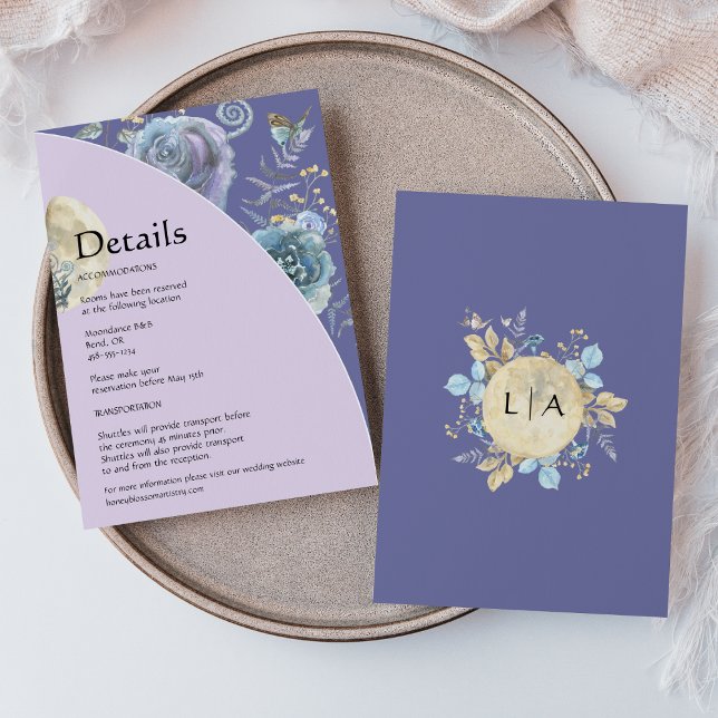 Carte D'accompagnement Whimsical Moon Purple Détails du Mariage (Créateur téléchargé)