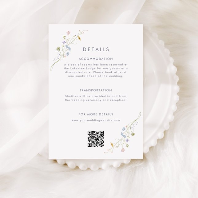 Carte D'accompagnement Whimsical Pastel Détails du Mariage Fleur sauvage (Créateur téléchargé)