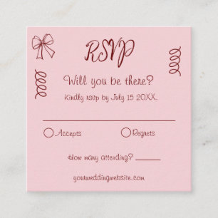Carte D'accompagnement Whimsical Quirky Squigles Mariage rose RSVP