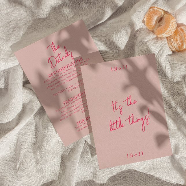 Carte D'accompagnement Whimsical rose coloré moderne Détails du Mariage (Créateur téléchargé)