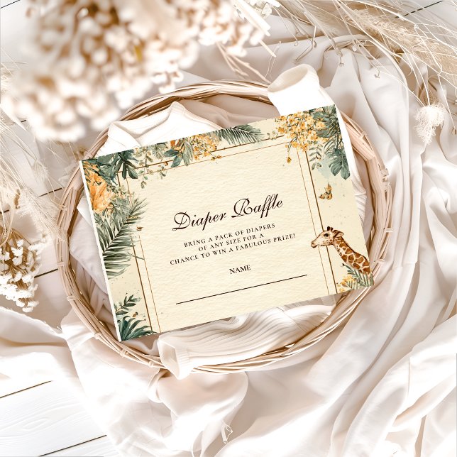 Carte D'accompagnement Whimsical Safari Welcome Diapper Raffle (Créateur téléchargé)