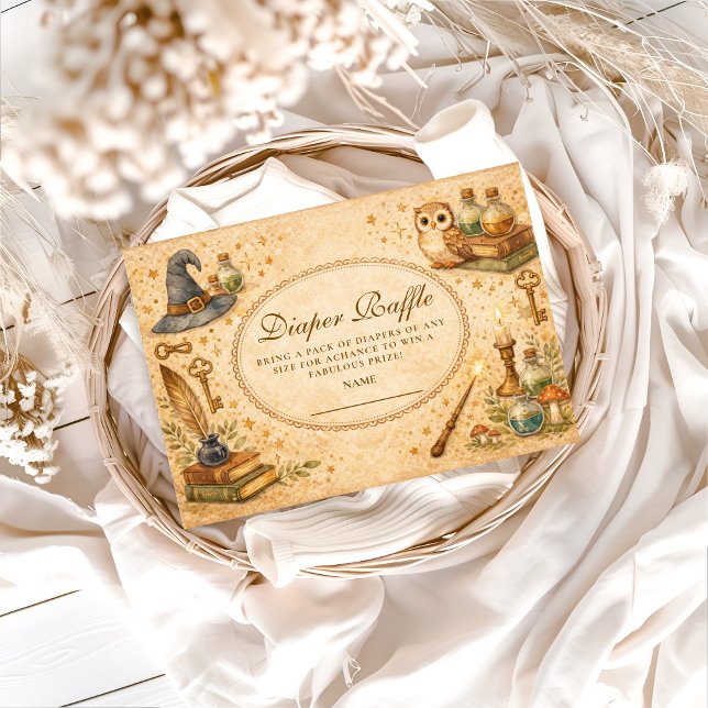 Carte D'accompagnement Whimsical Wizard Magic Diapper Raffle (Créateur téléchargé)