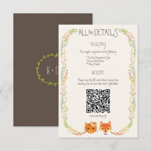 Carte D'accompagnement Whimsical Woodland Chat & Fox Rustic Mariage