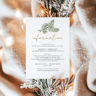 Carte D'accompagnement Whimssical Green et Gold Pine Cone info Mariage