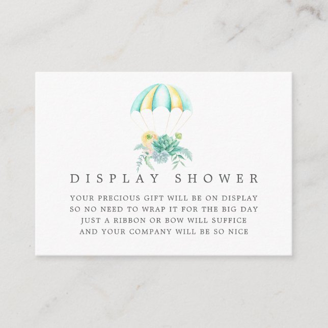 Carte D'accompagnement Whimsy Floral Parachute Baby shower Affichage Douc (Devant)