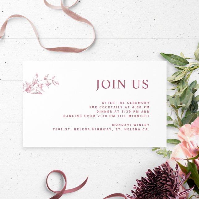 Carte D'accompagnement White and Burgundy Chic Rejoignez-nous Mariage d'a (Créateur téléchargé)