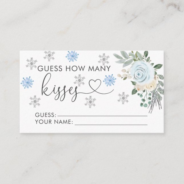 Carte D'accompagnement White Floral Winter Bridal Devinez combien de bais (Devant)