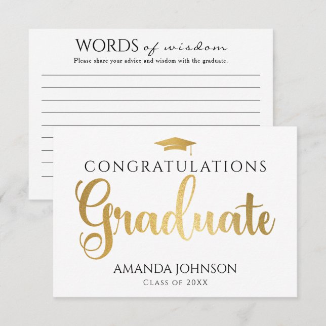Carte D'accompagnement White Gold Graduate Words of Wisdom Graduate (Devant / Derrière)