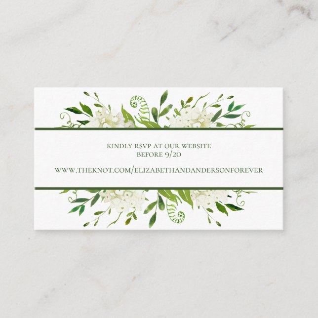 Carte D'accompagnement White Hydrangea Floral Mariage Website RSVP (Devant)