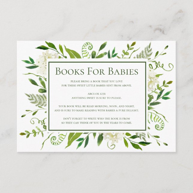 Carte D'accompagnement White Hydrangeas Livres Pour Bébé Douche (Devant)