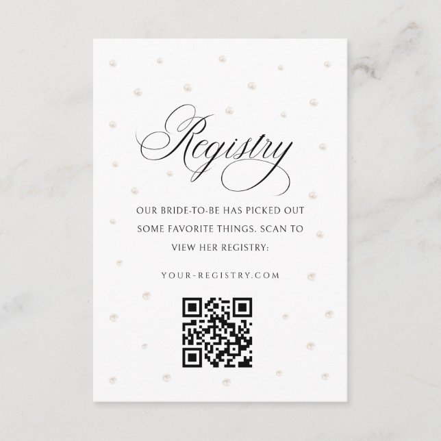 Carte D'accompagnement White Pearls Bridal Shower Registry Card (Devant)