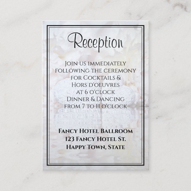 Carte D'accompagnement White Peony Flowers & Hearts Réception de mariage (Devant)