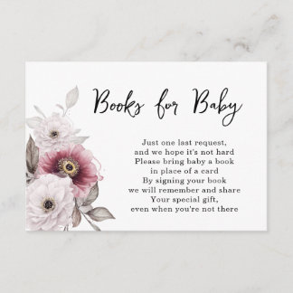 Carte D'accompagnement White Plum Floral Books for Baby Shower 
