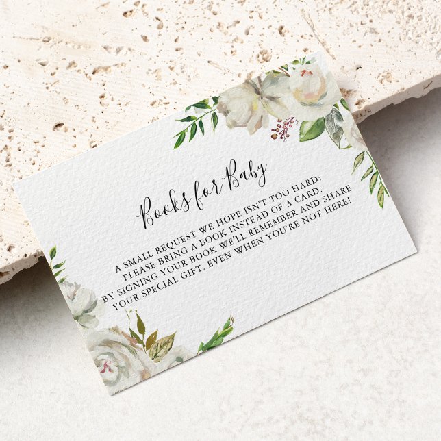 Carte D'accompagnement White Winter Peony Floral Baby shower Demande de r (Créateur téléchargé)
