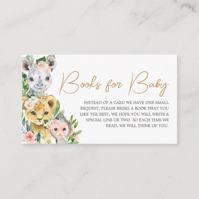 Carte D'accompagnement Wild One Floral Safari Baby showers Livres pour bé (Devant)