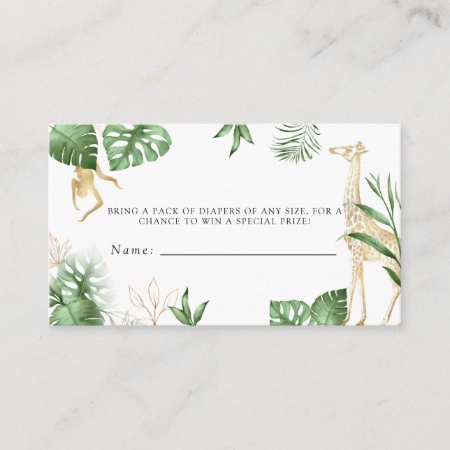 Carte D'accompagnement Wild One Jungle Safari Baby shower Déchets Raffle (Devant)