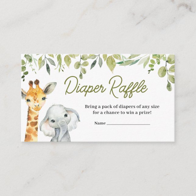 Carte D'accompagnement Wild One Jungle Safari Baby shower Déchets Raffle (Devant)