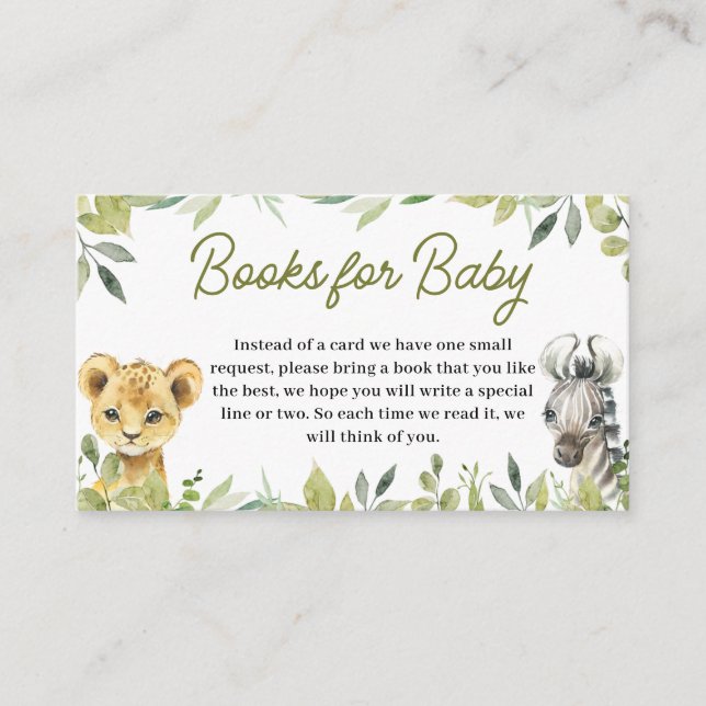 Carte D'accompagnement Wild One Jungle Safari Baby showers Livres pour bé (Devant)