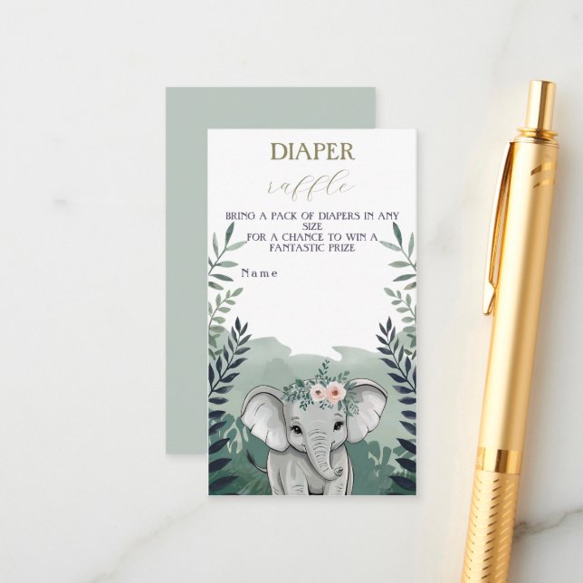 Carte D'accompagnement Wild One Safari Elephant Baby shower Enclôture voi (Devant/Arrière en situation)