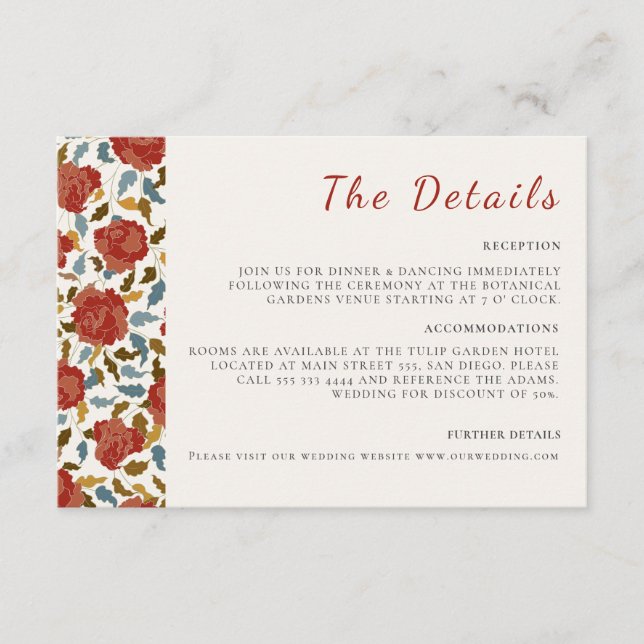 Carte D'accompagnement Wild Rose Floral Petals Garden Affair Mariage (Devant)