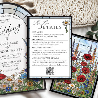 Carte D'accompagnement Wildflower Stained Glass Floral Wedding Details