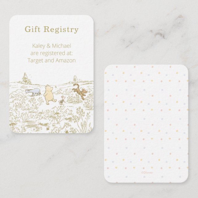 Carte D'accompagnement Winnie l'Ourson Registre Cadeaux en bois de 100 ac (Devant / Derrière)