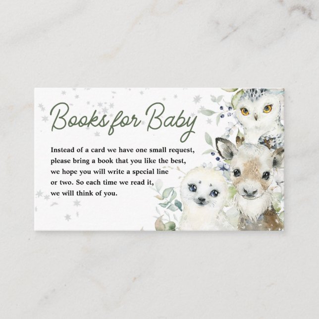 Carte D'accompagnement Winter Arctic Animals Baby shower Livres pour bébé (Devant)