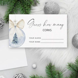 Carte D'accompagnement Winter Bow Ball Guess combien de CORKS jeu de mari